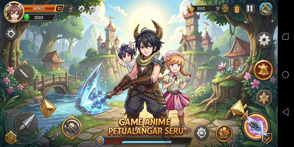 Tampilan gameplay BATA123 yang memukau dan penuh warna anime.