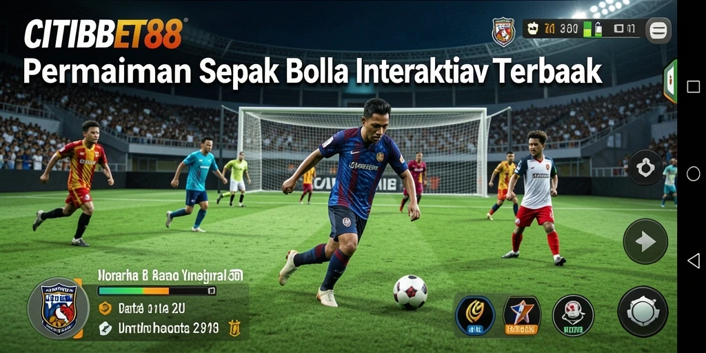 Screenshot gameplay CITIBET88 yang menampilkan aksi seru dalam sepak bola.