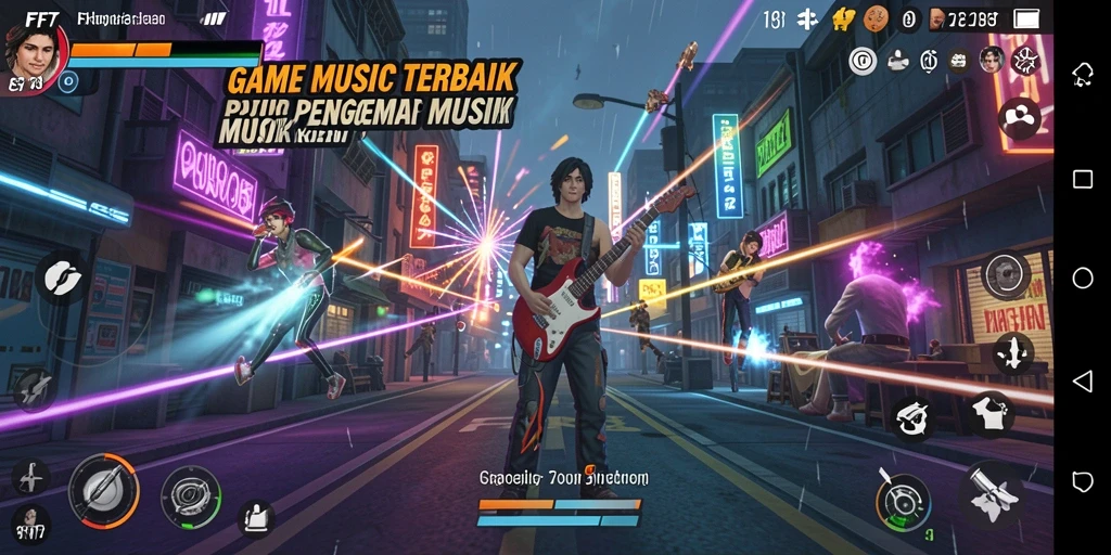Tampilan gameplay seru di F7F7 dengan berbagai genre musik.