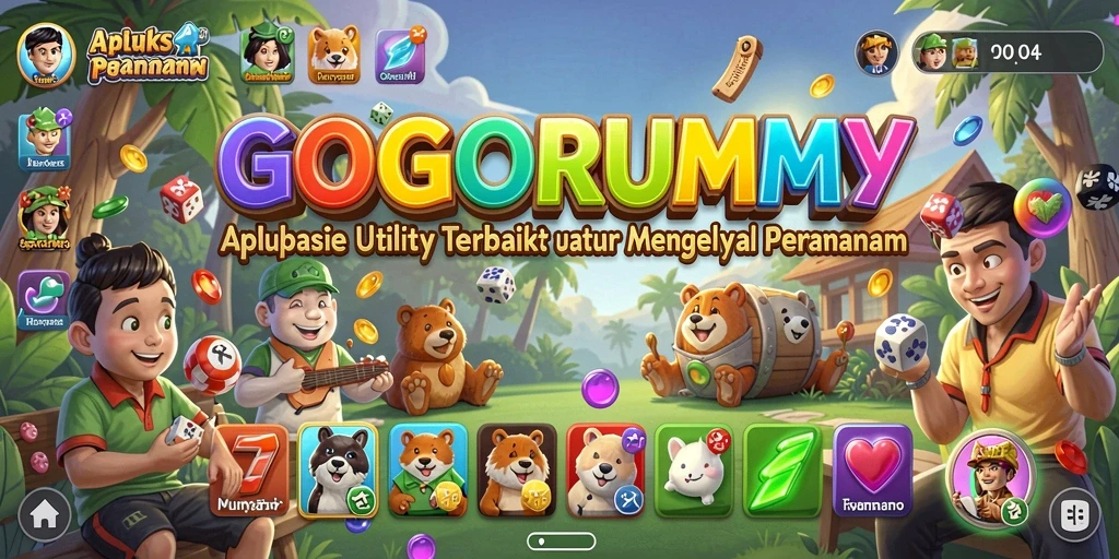Screenshot utama dari GOGORUMMY menunjukkan tampilan antarmuka yang simpel dan informatif.