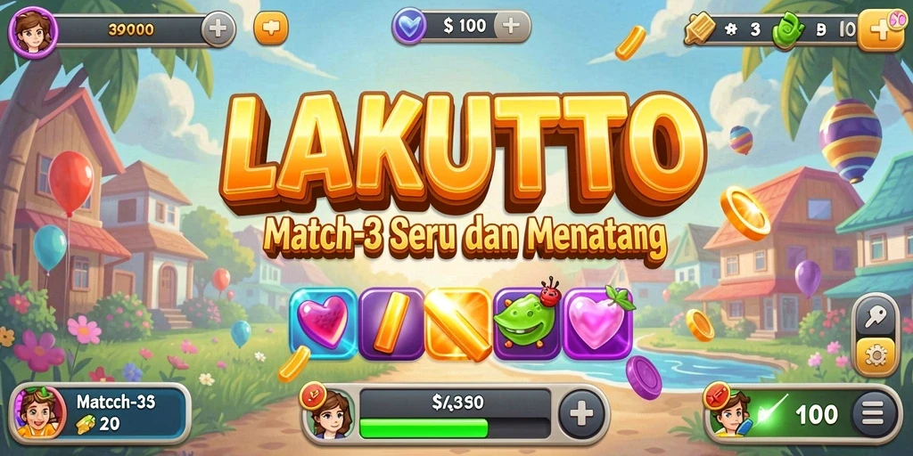 Tangkapan layar gameplay LAKUTOTO yang penuh warna dan menantang.