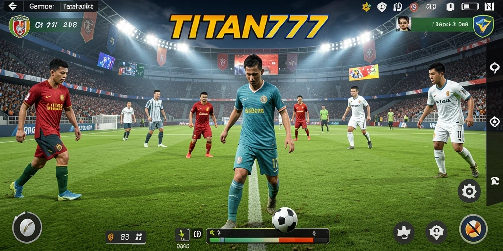 Tampilan aksi seru dalam game sepak bola TITAN777.